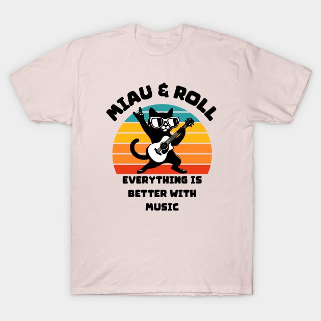 Funny Cat Miau&Roll T-Shirt by Montony